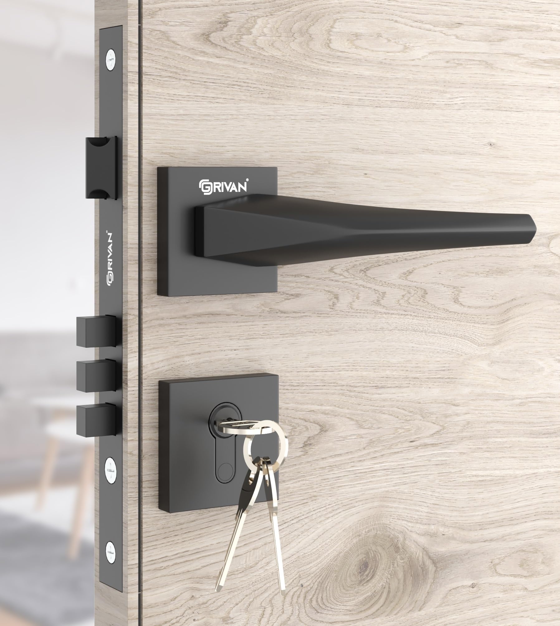 GRIVAN Rose Gold Mortise Lock Set - Secure Your Home -6