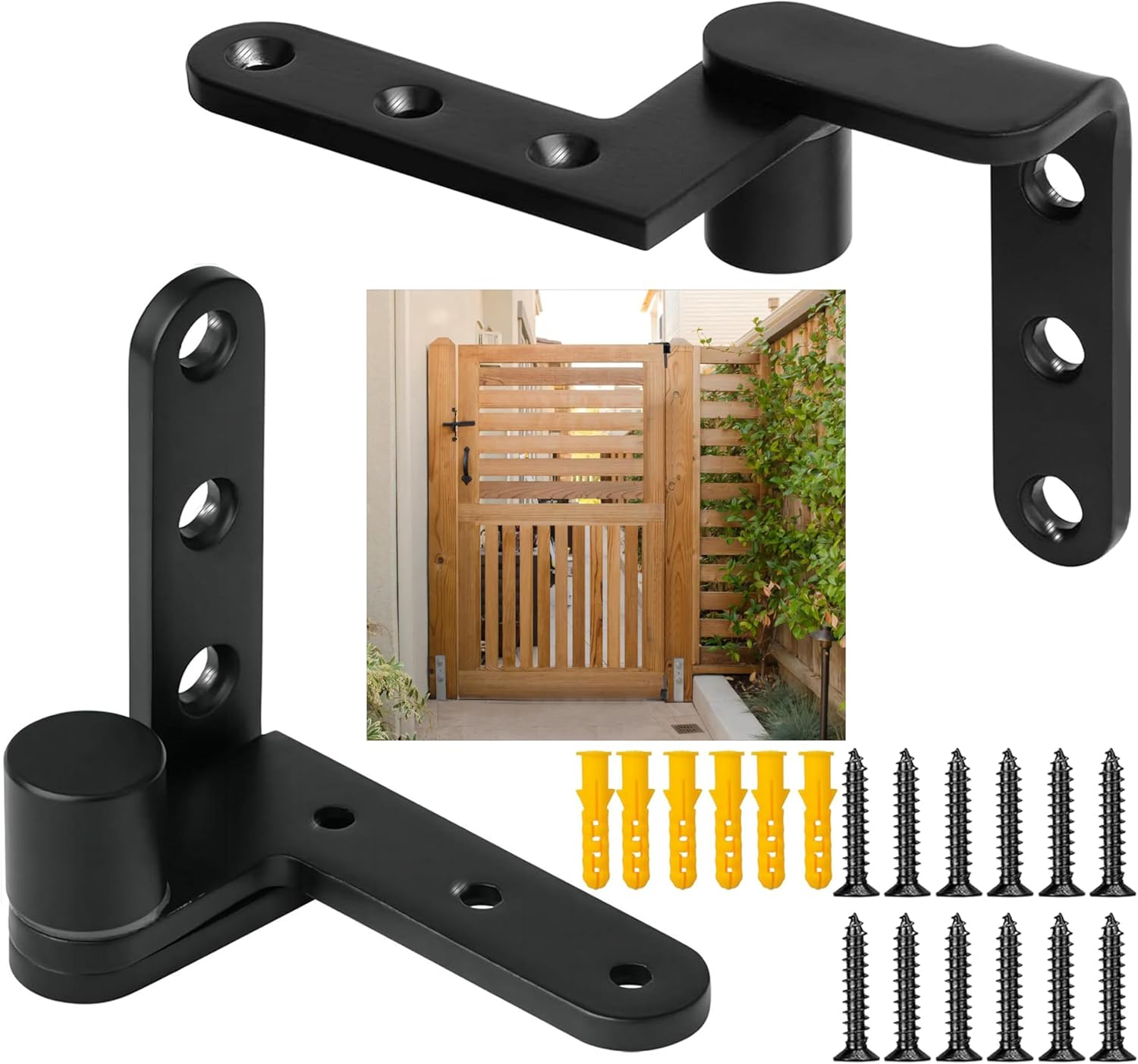 Pivot Door Hinge,Pivot Hinge,180 Degree Hinge Suitable for Doors with Thickness 20mm-40mm,Heavy Duty Door Hinge,Maximum Weight 100LBS,Solid Stainless Steel,Fence gate Hinges,Yard Door Hinges,1 Pair