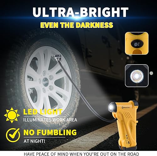 Miniatura 6 de Inflador de neumáticos inalámbrico de 12 V con pantalla LCD, compresor de aire de alta presión de 150 PSI para neumáticos de automóvil, bomba de