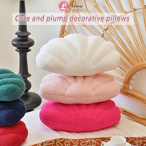 Miniatura 7 de Lfsaaj Almohadas de conchas marinas, almohadas en forma de concha, almohada decorativa suave para el hogar, cojín de felpa para cama, sofá, sala de