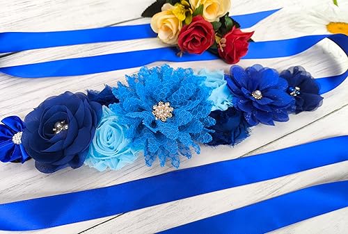 Miniatura 2 de Cinturón de maternidad con flores para baby shower para mamá embarazada con flores