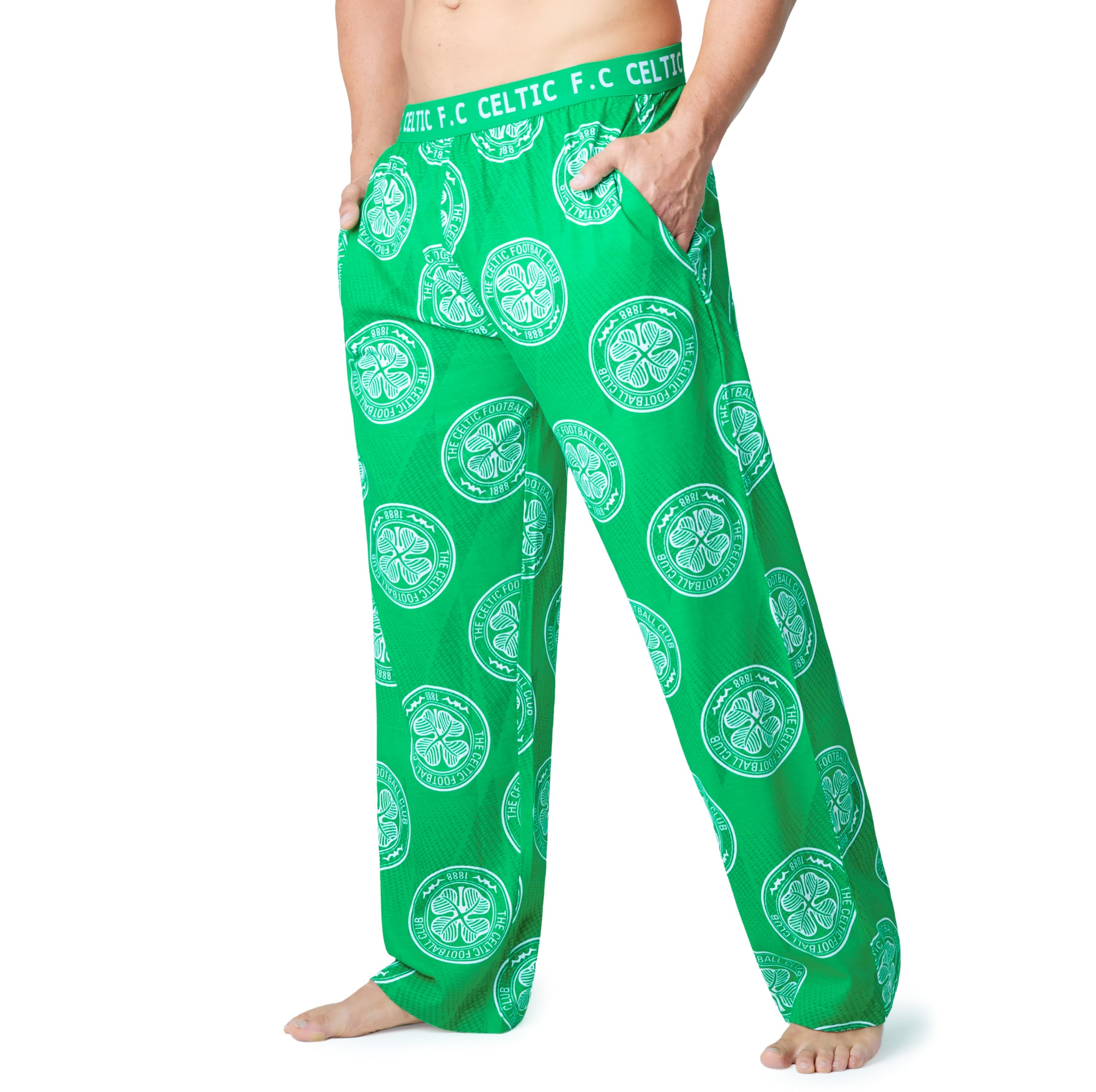 Celtic F.C. Mens Pyjama Bottoms - Comfy Nightwear Pyjamas for Men Teenagers S-3XL Lounge Wear PJs Celtic Gifts for Men (3XL, Green Aop)