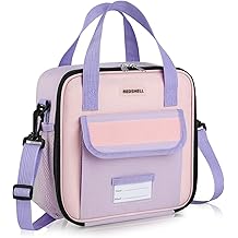 REDSHELL Tactical Lunch Box Kids, Large Insulated Lunch Bag for Girls, Cooler Lunchbag, Square Toddler Lunchbox, School Daycare Lunch Tote Pail with Water Bottle Holder Shoulder Strap, Purple