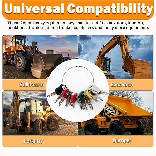 Miniatura 5 de Juego maestro de 26 llaves de equipo pesado para equipos de construcción, juego de llaves de encendido para Caterpillar Geine JCB CASE JD JLG Toyota