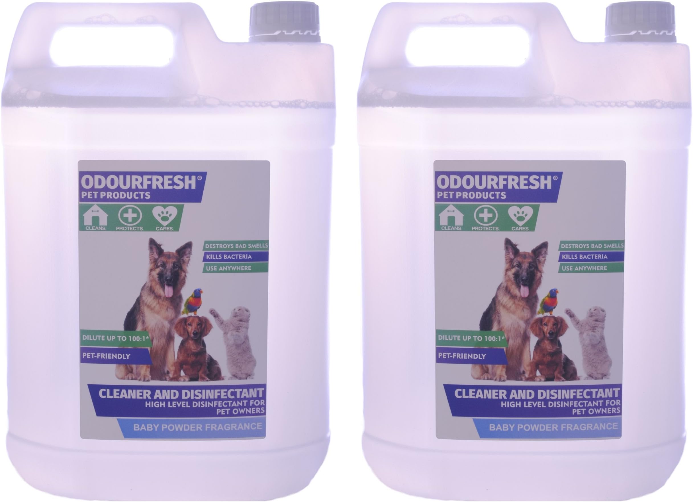 2x5L Baby Powder Pet Disinfectant - High Level Disinfectant, Kennel Cleaner & Deodoriser