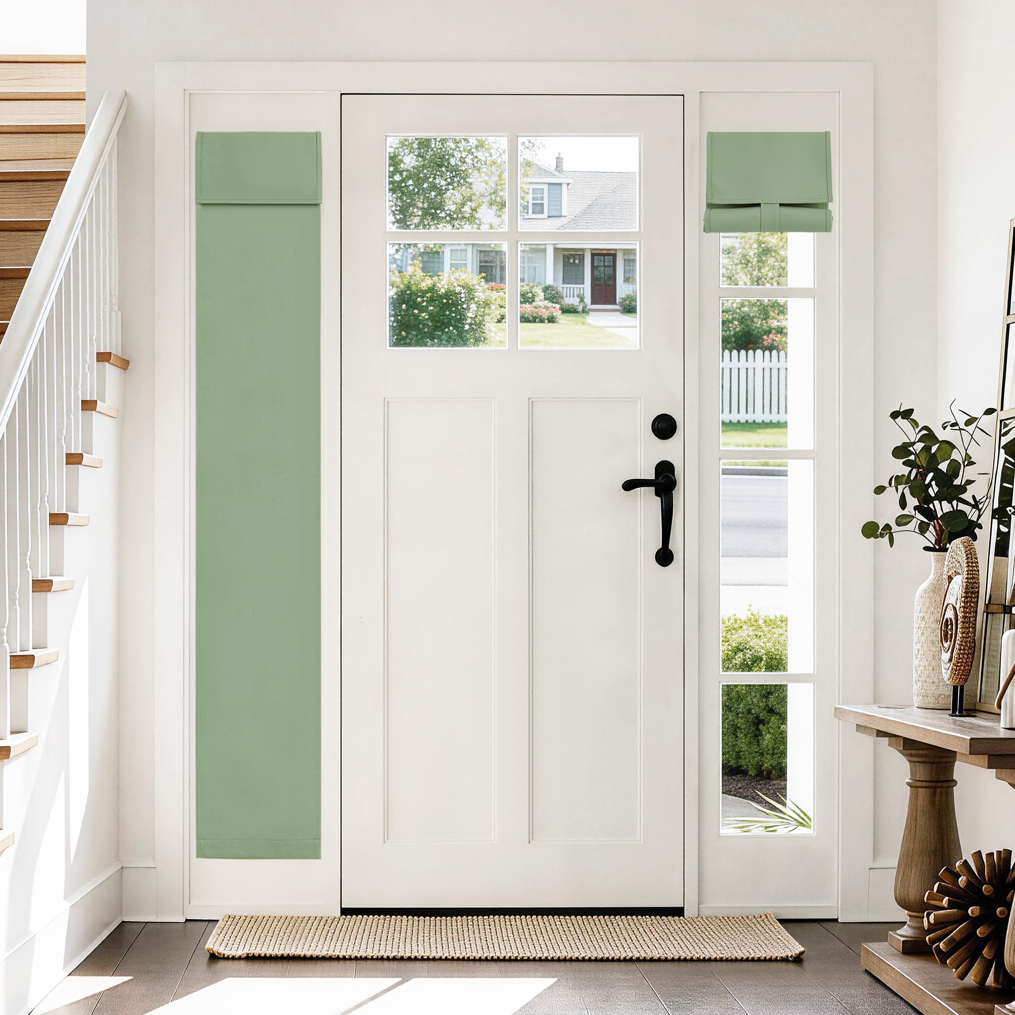 Vatge Modern Sage Green Door Curtain, 1 Panel, W12 x L70, French Door Curtains