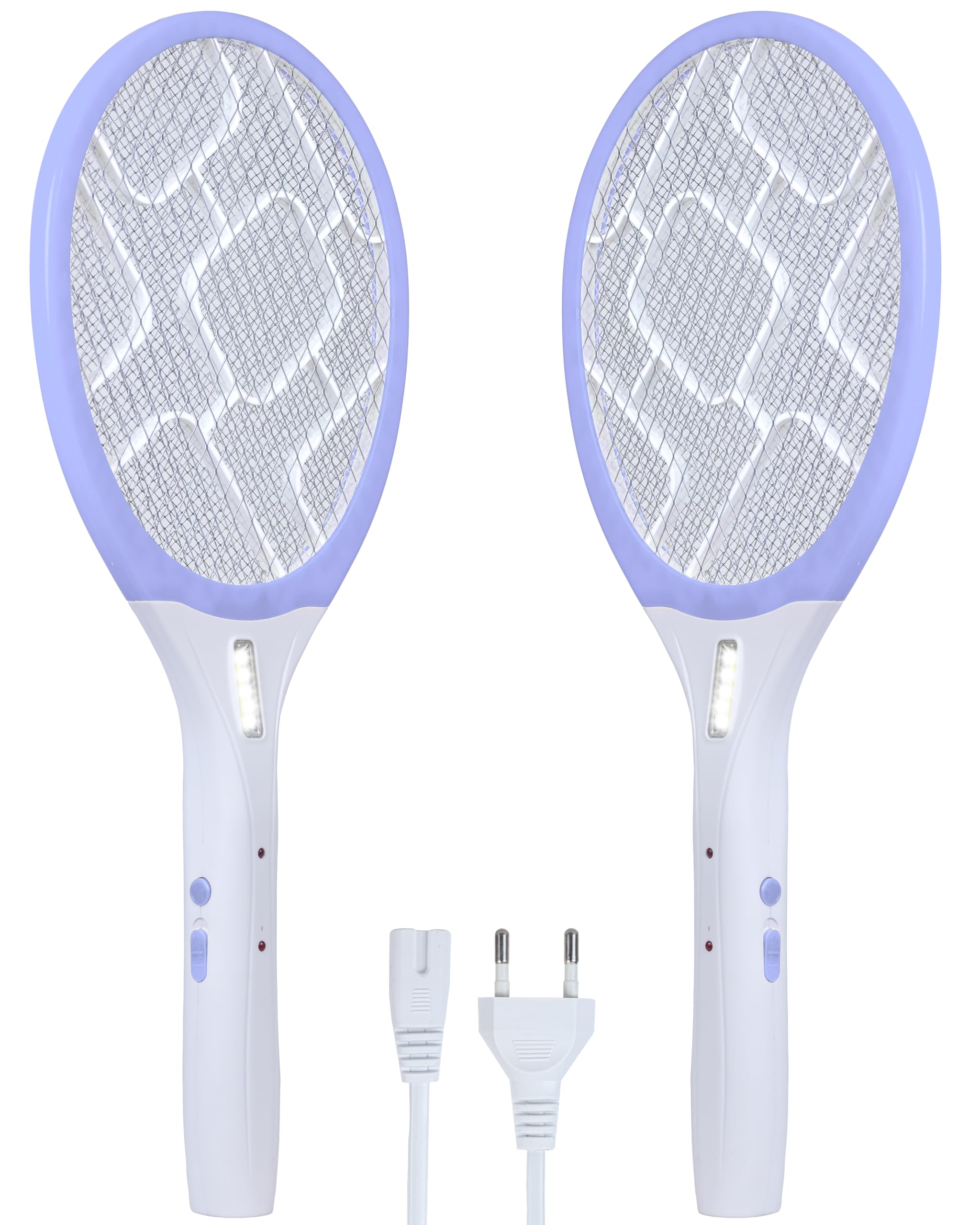 Weird Wolf Rechargeable Mosquito Racket Bat with COB Light | Long Battery Life | Made in India with 6 Month Warranty Purple - Pack of 2