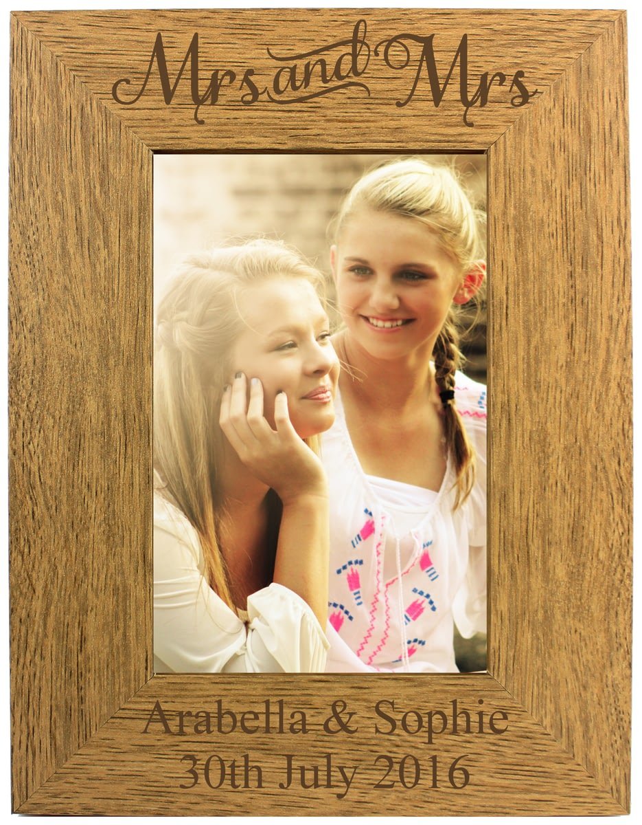 Go Find A Gift Brown Personalised 6X4 Mrs & Mrs Wooden Photo Frame