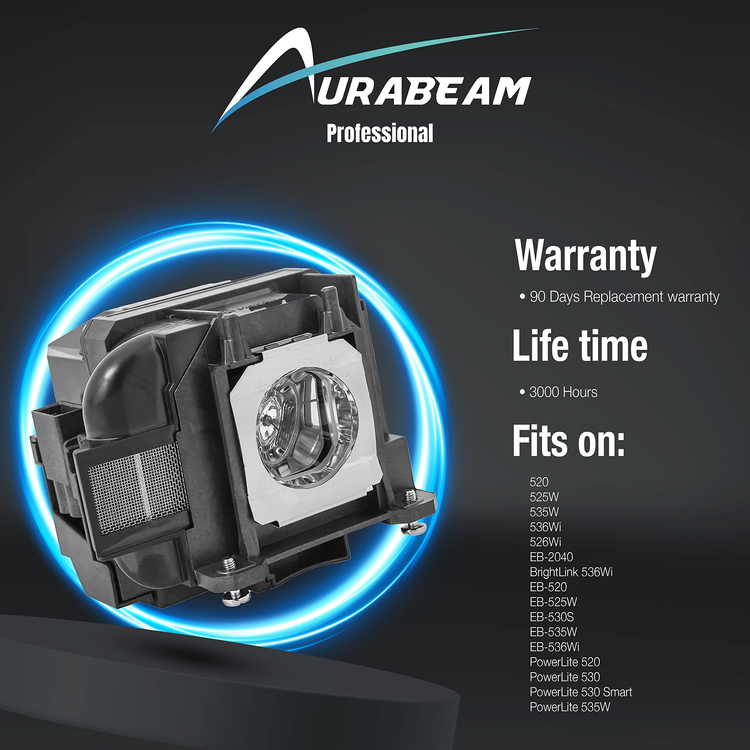 Aurabeam Professional Rear Projection Replacement Lamp with Housing for Epson ELPLP88/ELPLP78/ELPLP87 Projector?UHP Original Philips Bulb Inside