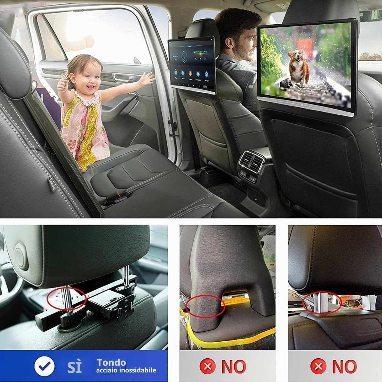 Campervan - Supporto per TV con poggiatesta VESA per TV da 12 a 24 pollici, fino a 13,6 kg, girevole, inclinabile, bloccabile per T4, T5, T6, camper e camper