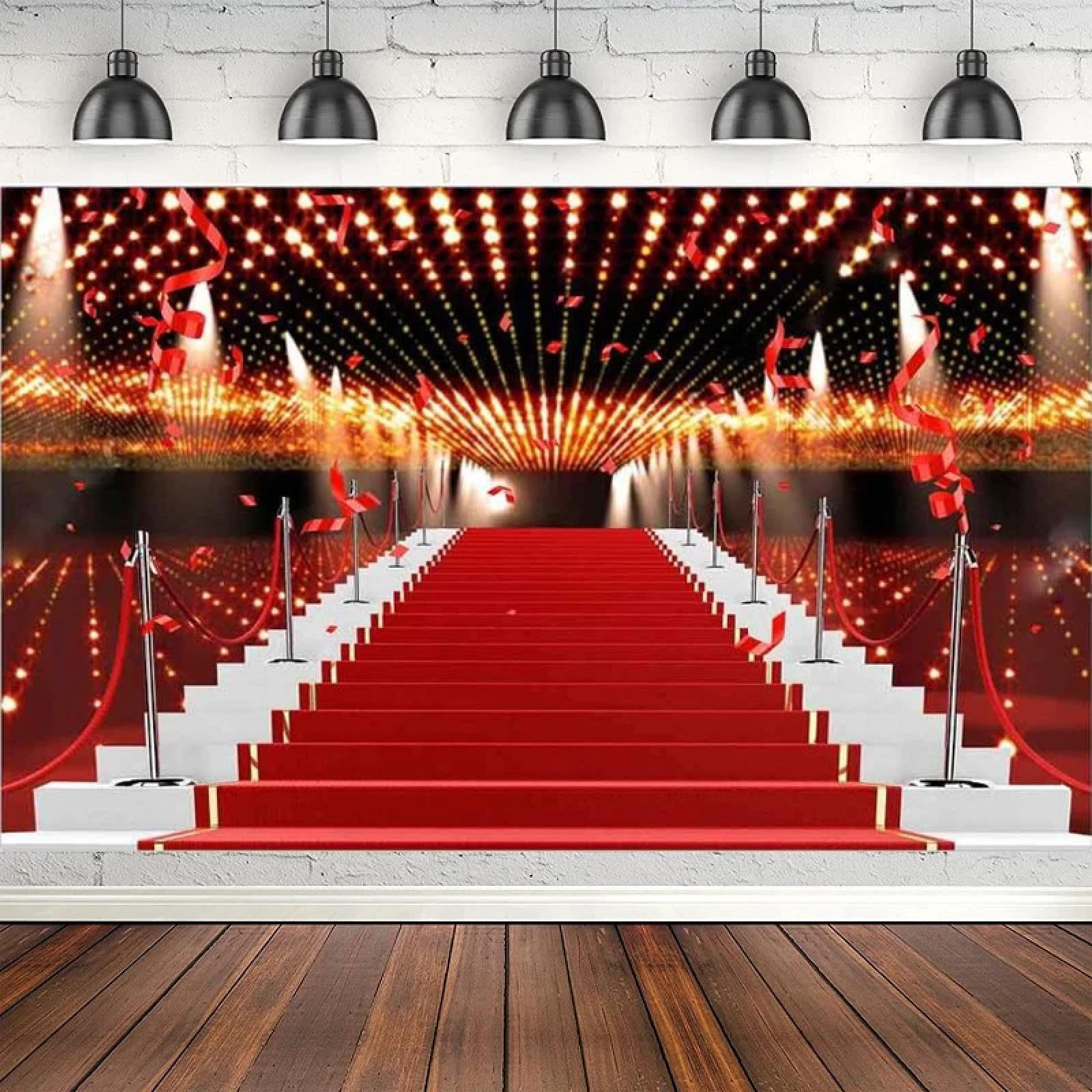Red Carpet Background With Lights Red Carpet Background Photo & Art Print Elegant Empty Media Wall