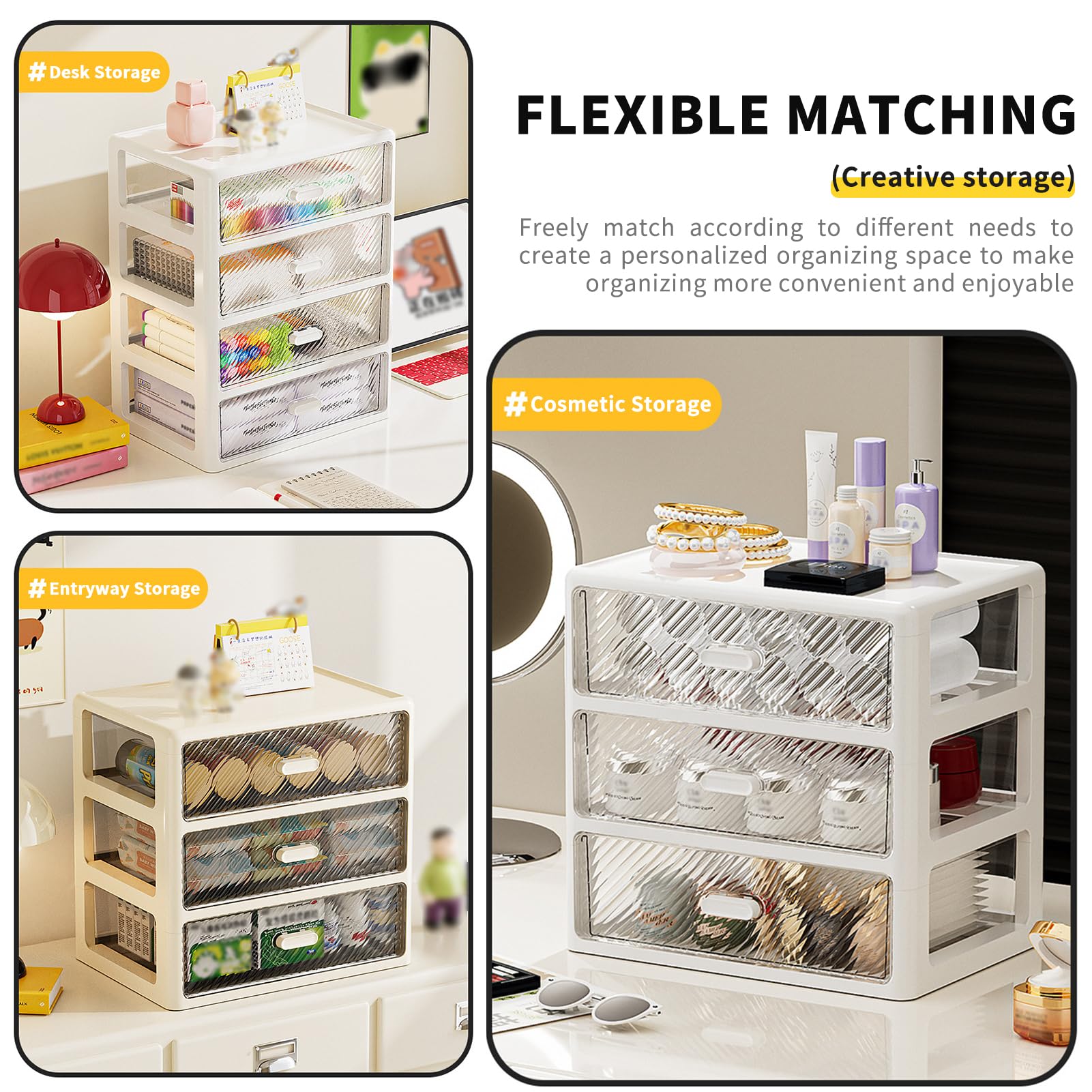 Cassettiera compatta in plastica a 6 strati con cassetti trasparenti, per scrivania verticale per artigianato e articoli per la casa, design scorrevole liscio