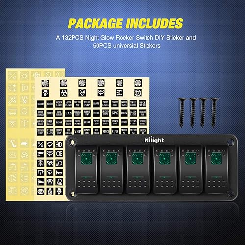 Vista 257 de Nilight Panel de interruptor basculante de 4 bandas, 5 pines de encendido y apagado, soporte de aluminio de 12 V, 24 V, interruptores Verde