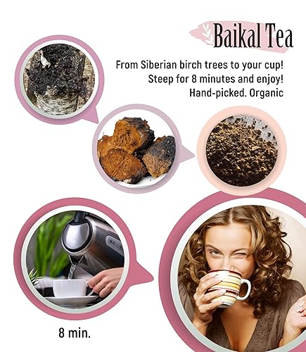 Miniatura 3 de Té Chaga - 100% hongo de abedul siberiano silvestre Chaga - Orgánico - 30 bolsas de té sin blanquear - Puro sin aditivos - Desintoxicación natural y