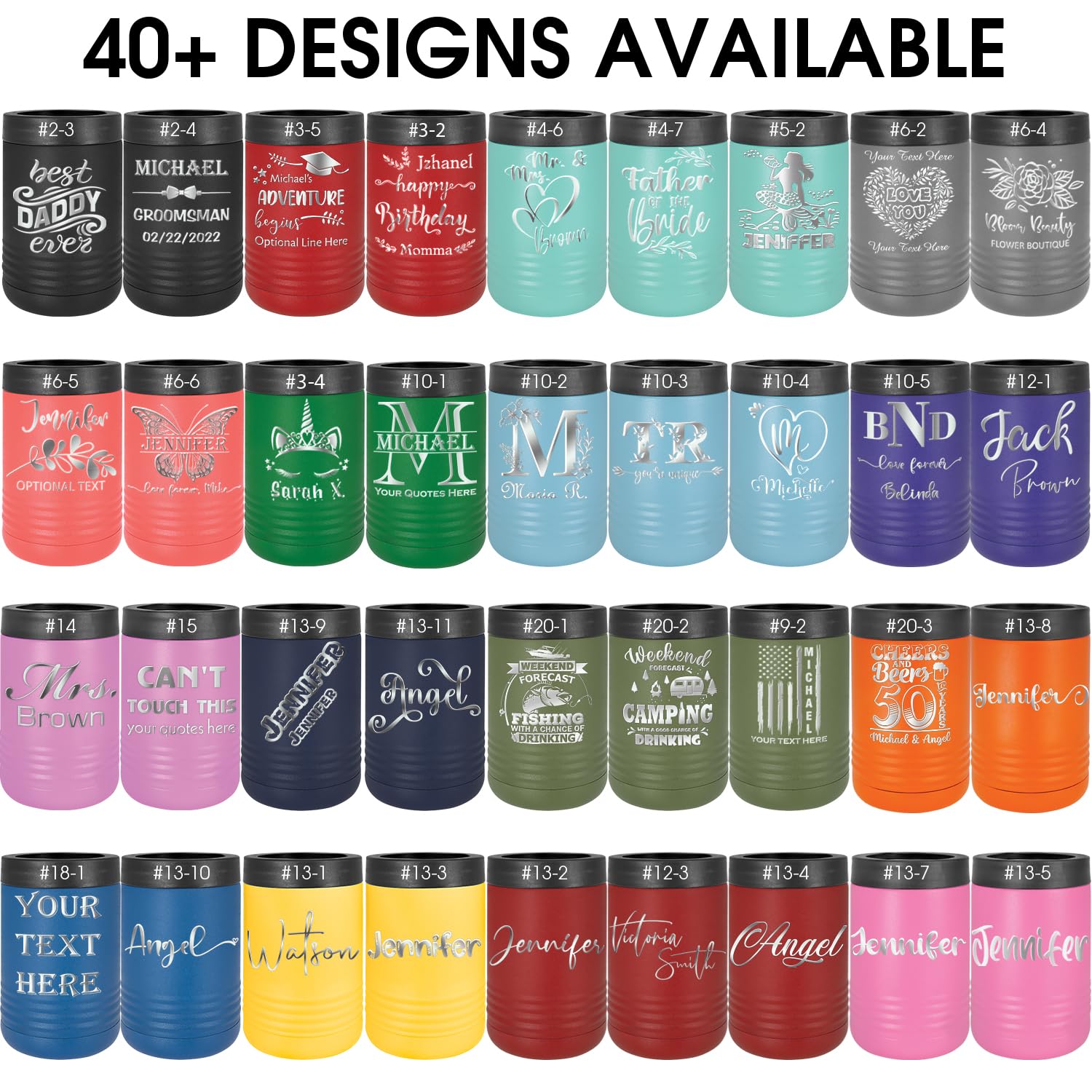 iProductsUS Personalized Can Cooler Holder – Customized Stainless Steel Vacuum Insulated Glass Bottle Cooler for 12 & 16 Oz Regular Cans -Alumin Beverage Drink Holder Engraved - Powder Coated Black