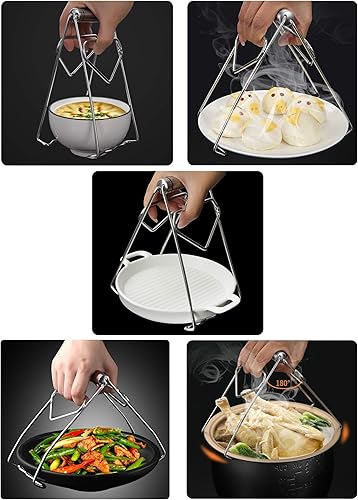 Miniatura 4 de SPTECHMAKE Soporte de abrazadera de acero inoxidable anti-caliente para plato de plato para mover platos calientes o cuencos con comida fuera del