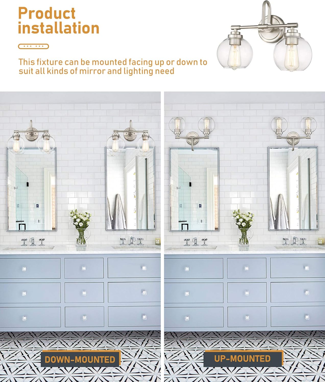 🔥 Flаѕh Sаlе AKEZON 2-Light Bathroom Light Fixtures, Brushed Nickel Bathroom Vanity Lights with Clear Glass Shade, KW-7219-2 Suреr Bіg Clеаrаnсе! AKEZON 2-Light Bathroom Light Fixtures, Brushed Nickel Bathroom Vanity Lights with Clear Glass Shade, KW-7219-2