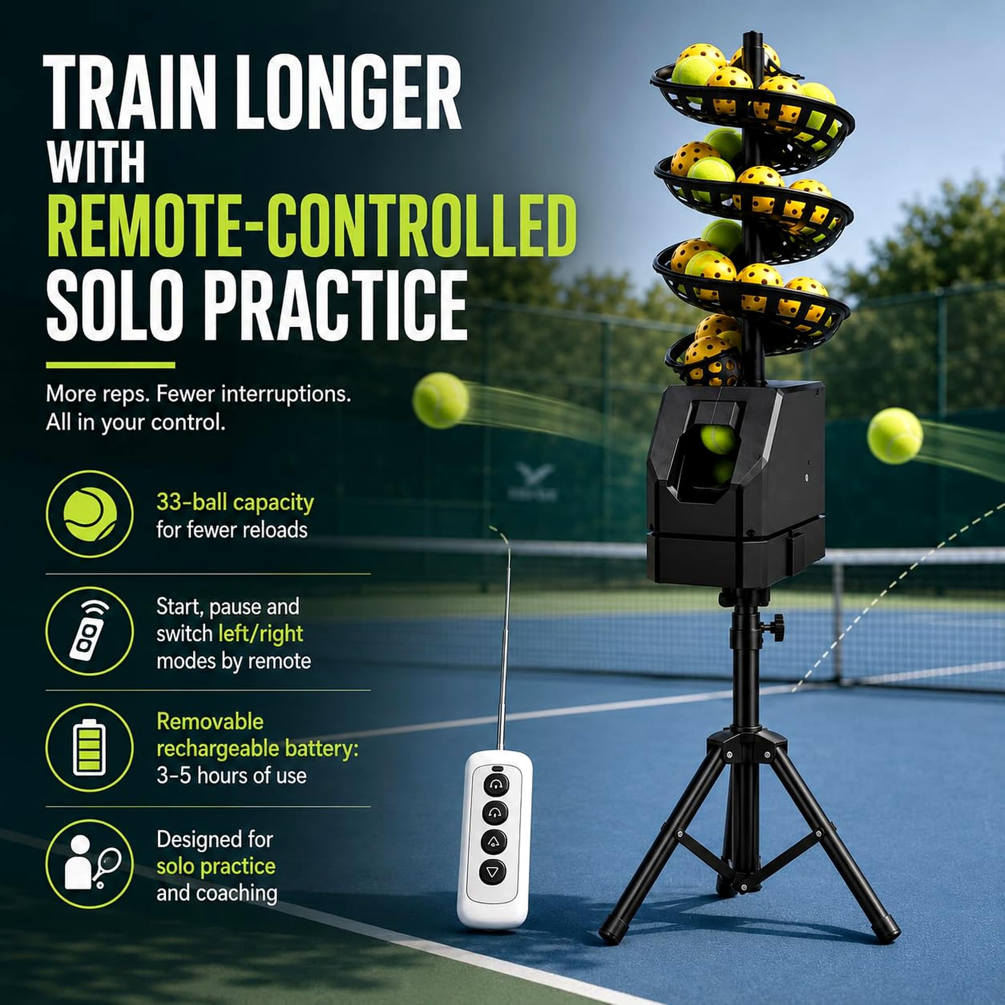 Generisch Tennisball-aufschlagmaschine, Lange Akkulaufzeit Mit Ladefunktion