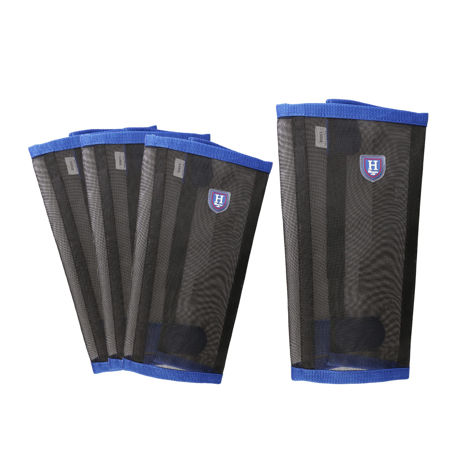 Harrison Howard Leggings holgados con mosca de caballo, transpirables, resistentes al desgarro, protectores de pierna de malla fina que se mantienen en su lugar, botas cómodas (juego de 4), color azul