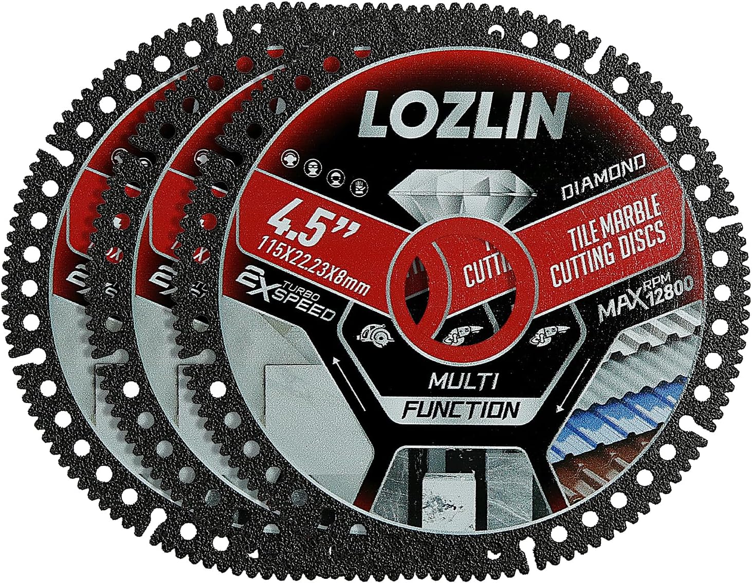 3PCS 4.5" Diamond Blade for Tile Cutting - No Chipping Ultra-Thin Dry Cut Blade - Fits Angle Grinder for Marble, Ceramic, Porcelain Tile