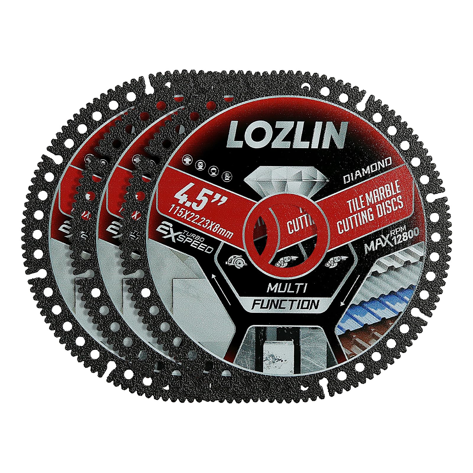 3PCS 4.5" Diamond Blade for Tile Cutting - No Chipping Ultra-Thin Dry Cut Blade - Fits Angle Grinder for Marble, Ceramic, Porcelain Tile