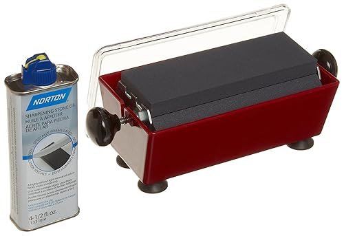 Miniatura 2 de Norton -Saint Gobain Abrasives IM100 - Herramienta 3 en 1 y sistema de afilado de cuchillos, Crystolon medianogrueso y piedras finas de la India,