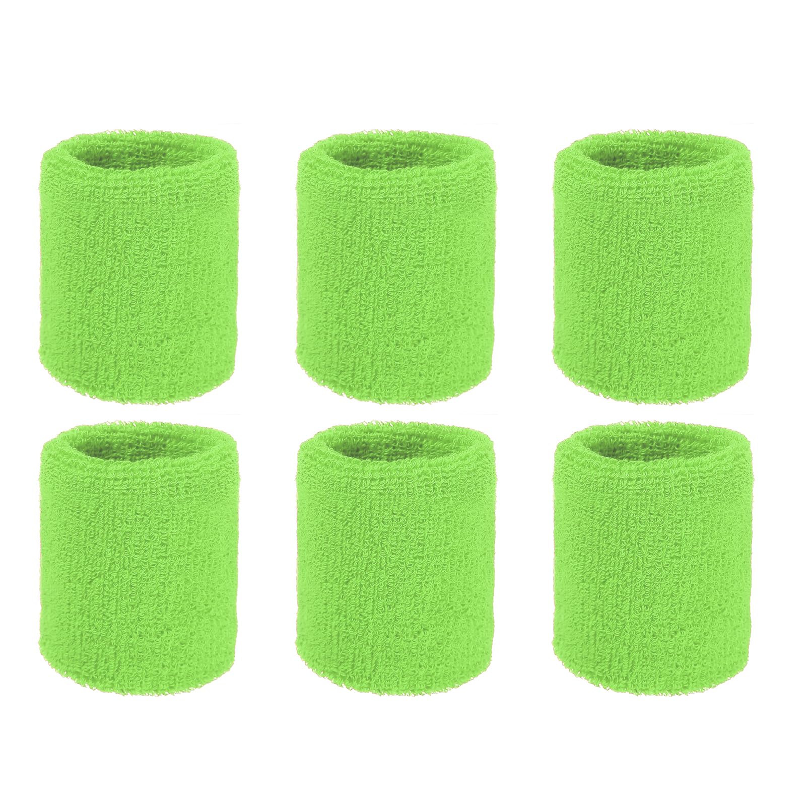 YELARXI Wristbands Sweatbands, Wrist Bands for Sweat Sports Wristbands 3x2.5 In & 6 Pack & Light Green-Fitting for (Tennis/Basketball/Football/Running/Working Out/Youth)