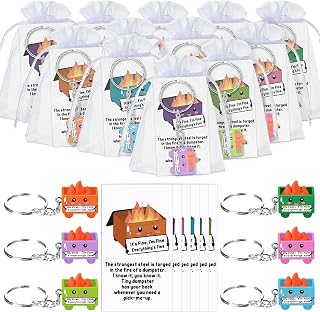 Gemscream 18 Sets Employee Appreciation Gifts Bulk Postive Dumpster Keychains Set Emotional Support Gifts for Coworkers Teacher Nurse (Cute Style)