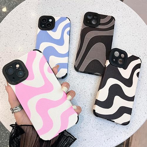 Miniatura 6 de YUMUPIFE Funda compatible con iPhone 15 Pro, bonita funda de silicona con patrón de ondas para mujeres y niñas, funda de silicona con diseño de