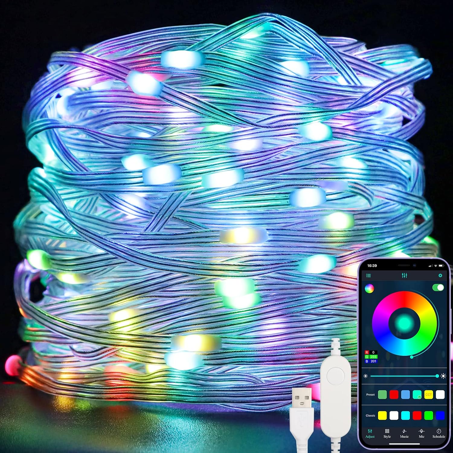 Guirlande Lumineuse RGBIC Multicolore [APP Bluetooth], Electight 10M