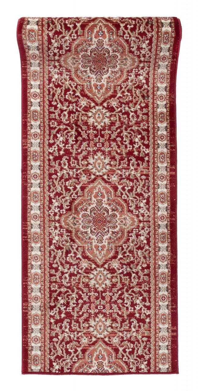 Carpeto Tapis de Couloir Couloir 80x175cm Rouge Classique Traditionnel Doux | Tapis de Couloir pour Cuisine Buanderie Chambre Entrée Chauffage au Sol Facile D'entretien Poils Mi-Longs Vendu au Mètre