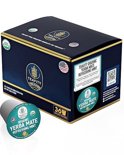 Vista 384 de Teavity - Paquete variado de cápsulas de té orgánicas Cápsulas de té caliente o hielo para Keurig, manzanilla, desayuno inglés, té negro, cápsulas