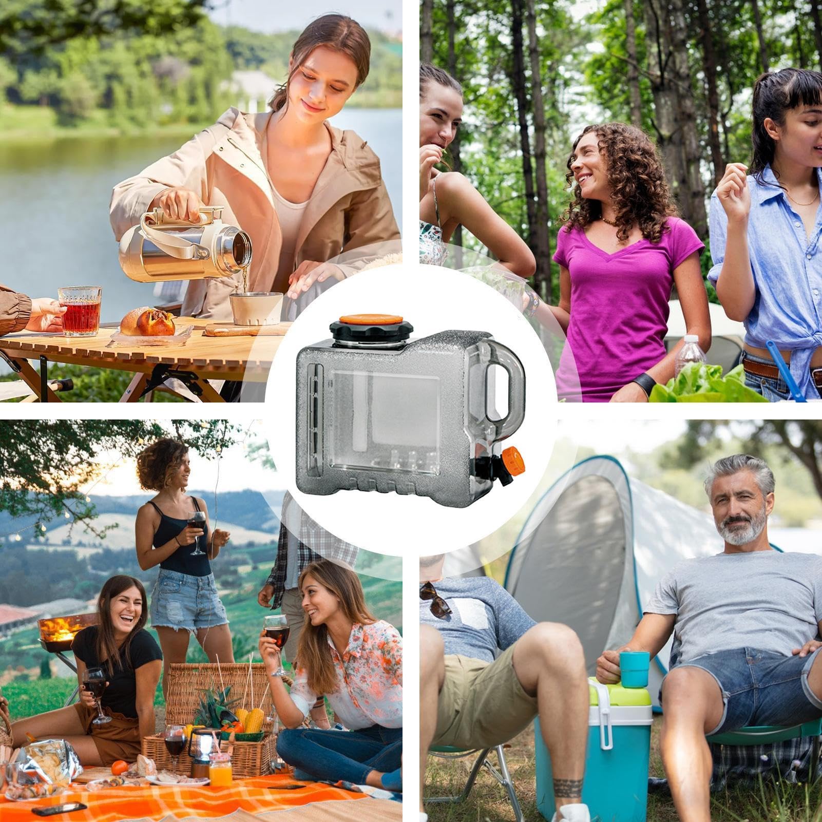 Genérico Tanque de Agua de Camping Ancha, Alimenticio y Resistente al Calor | Contenedor De Agua De Alta Capacidad Grifo ajustable para camping, senderismo, barbacoa, cocina familiar y actividades al