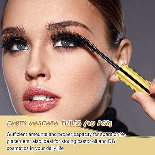 Miniatura 7 de 40 tubos vacíos de rímel de 0.3 fl oz (0.3 fl oz), varita para pestañas, botellas transparentes rellenables, botella para crema de pestañas, botella