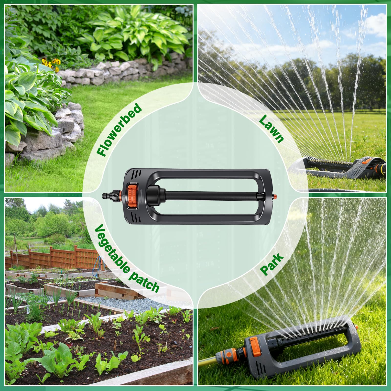 Irrigatore Giardino Oscillante Rettangolare, Irrigatore Rettangolare, Irrigatore Quadrato Garden, Regolatore a Cilindro Automatico a 19 fori con Funzione Girevole per Prato e Aiuole