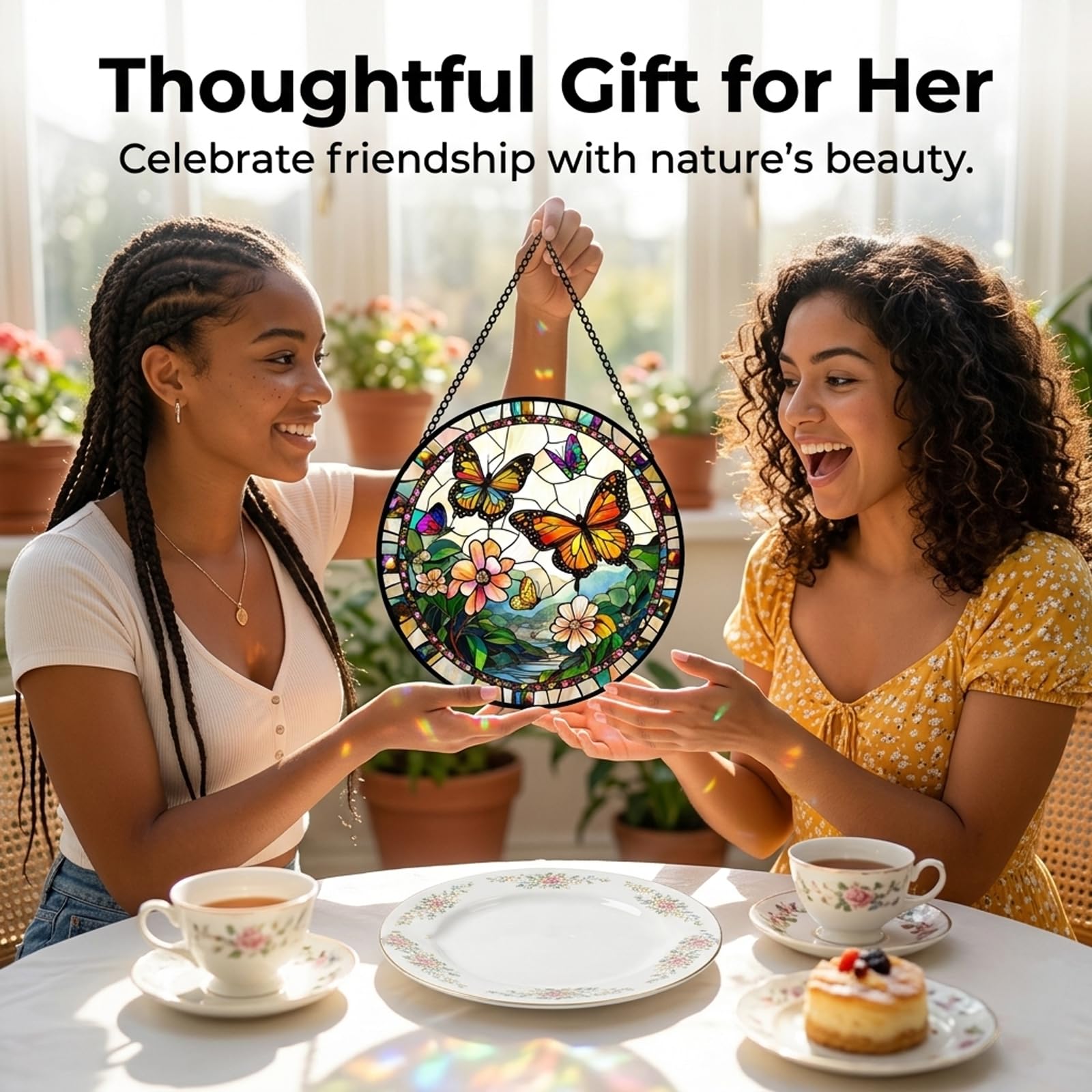 Regalos de mariposa para mamá: atrapasueños colgantes de cristal sintético para colgar en ventanas, para puerta, jardín, decoración acrílica, día de la madre, para mujeres, abuela, hermanas, esposa