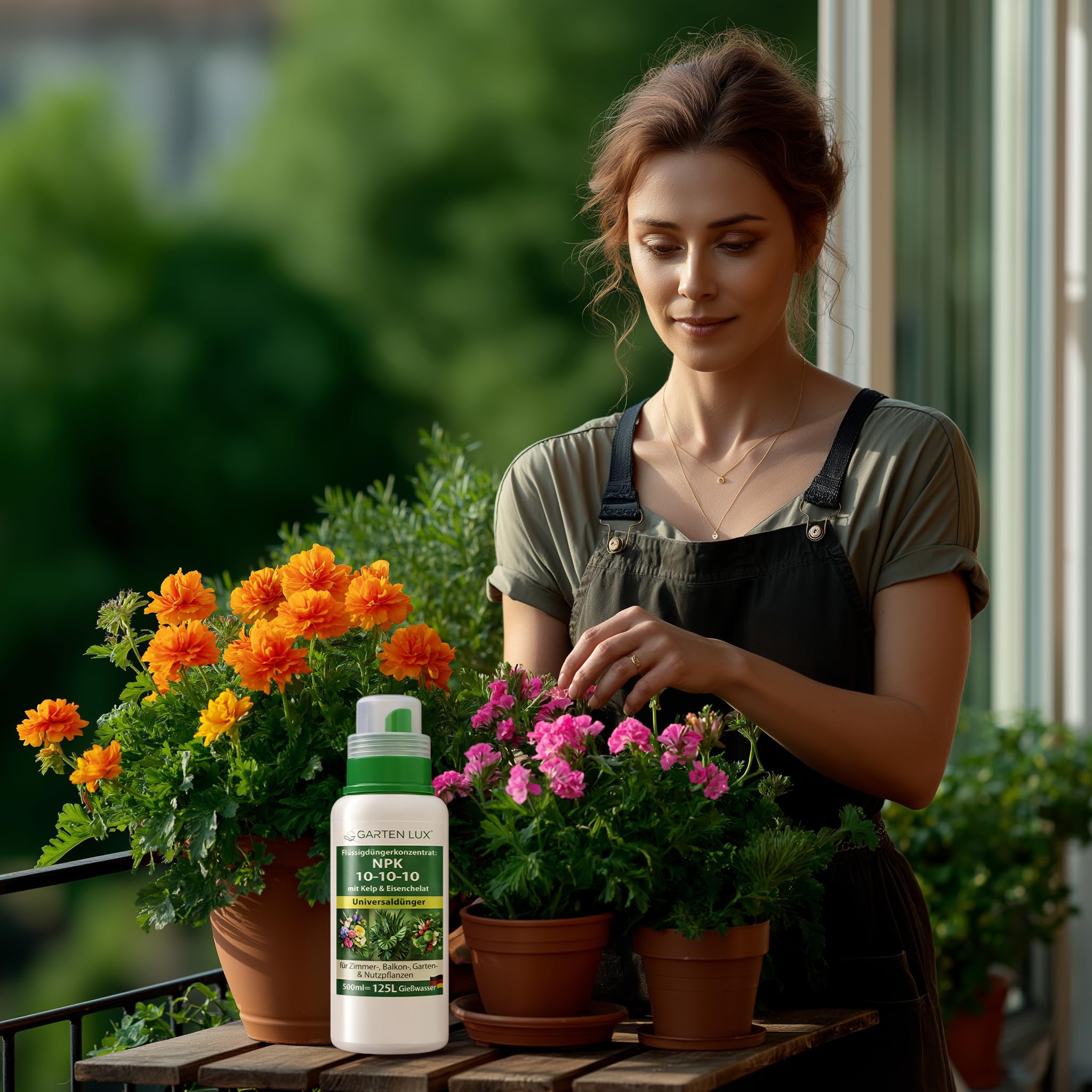 Garten Lux Fertilizante Líquido NPK 10-10-10 Concentrado con Kelp y Hierro Quelado – Abono Universal para Plantas de Interior, Jardín y Huerto Urbano – 500 ml hasta 125 L