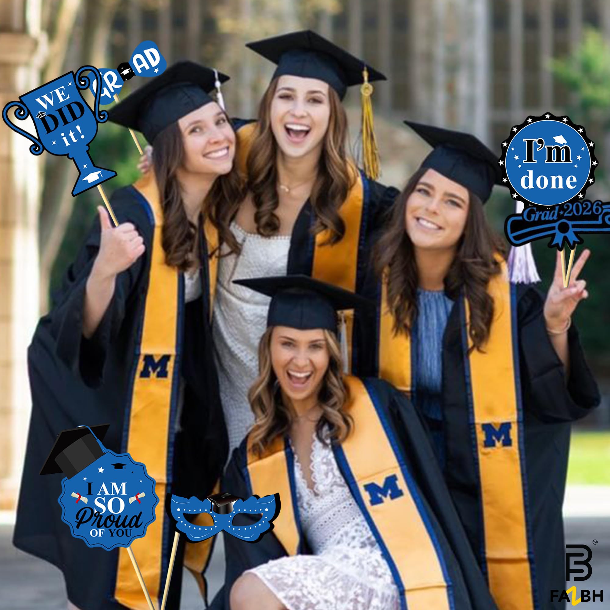 Juego de 36 accesorios y lentes para cabina de fotos de graduación, accesorios de graduación 2025 para sesión de fotos, accesorios de fotos de graduación, decoraciones de graduación