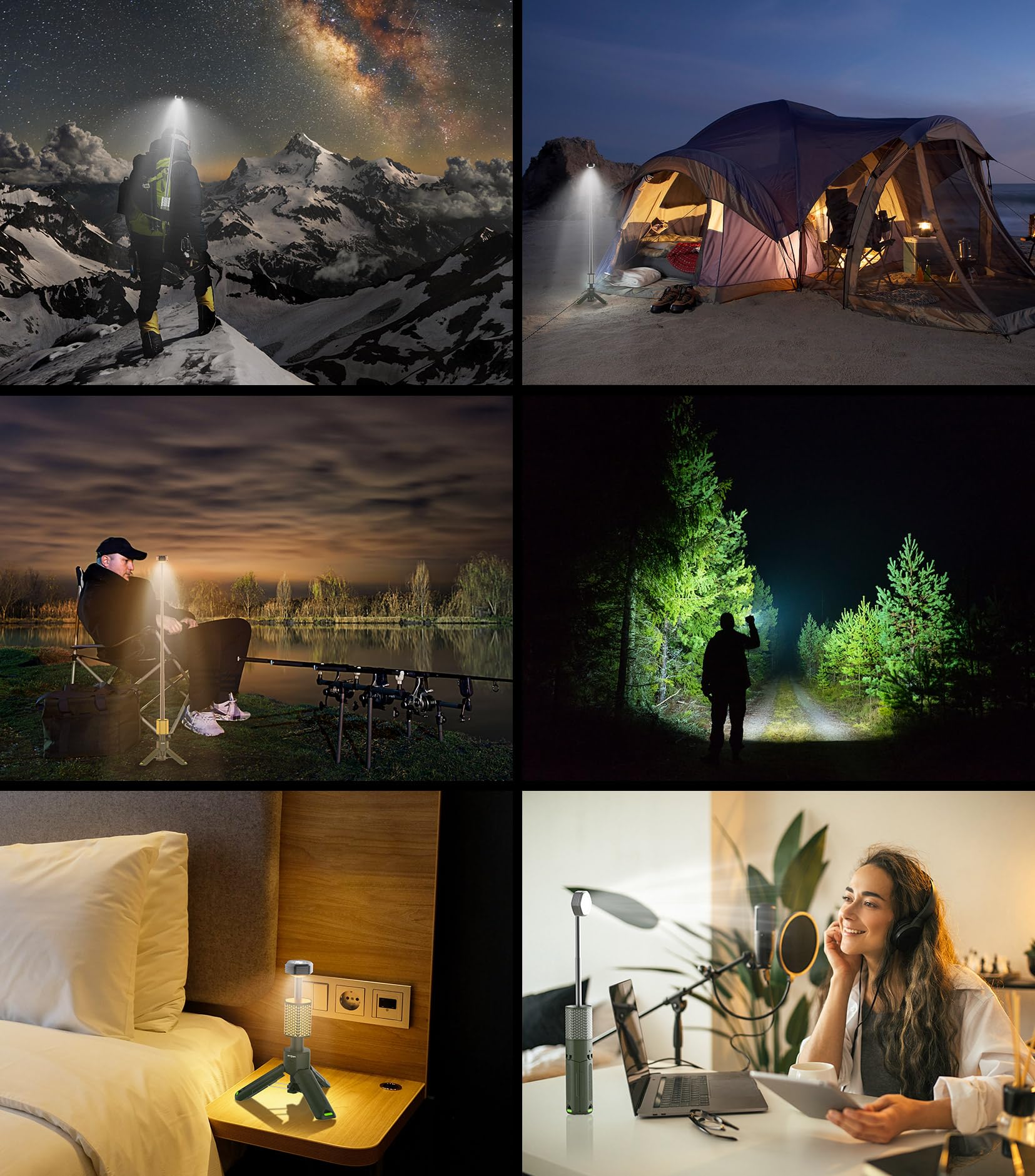 Camping Lights, BICKON 60 LEDs Ultra Bright & 25H Battery Life Camping Lantern Rechargeable, 5 Lighting Modes 15%~100% Brightness Adjustable Tent Lights For Camping, Emergency, Fishing, Garden, Hiking