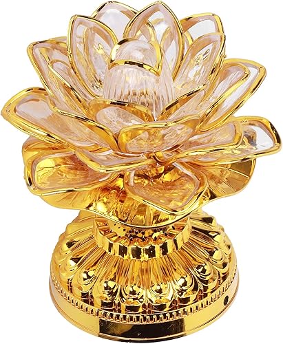 Miniatura 2 de Leopacat Lámpara budista, luz de loto de Buda, lámpara de loto cambiante, luz nocturna de Buda dorada, lámpara budista, budismo, suministro de fe,