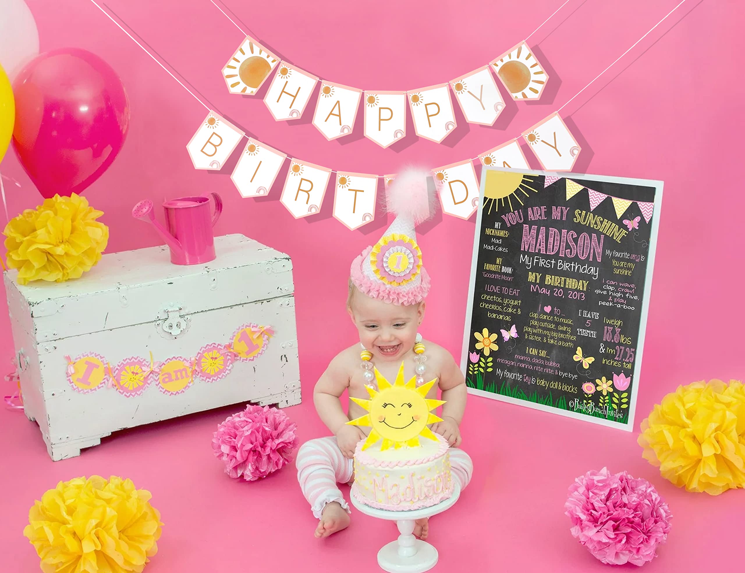 Amazon.co.jp: Sun Happy Birthday バナー - 初めての太陽の周りを