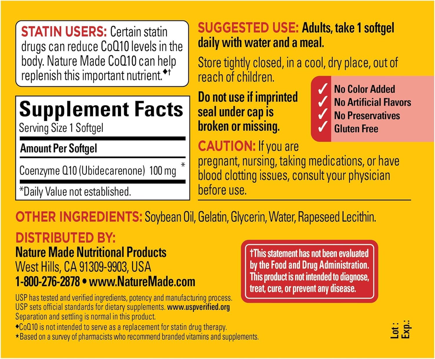Nature Made CoQ10 100 mg, Dietary Supplements for Heart Health and Cellular Energy Production, 120 Softgels, 120 Day Supply : Health & Household