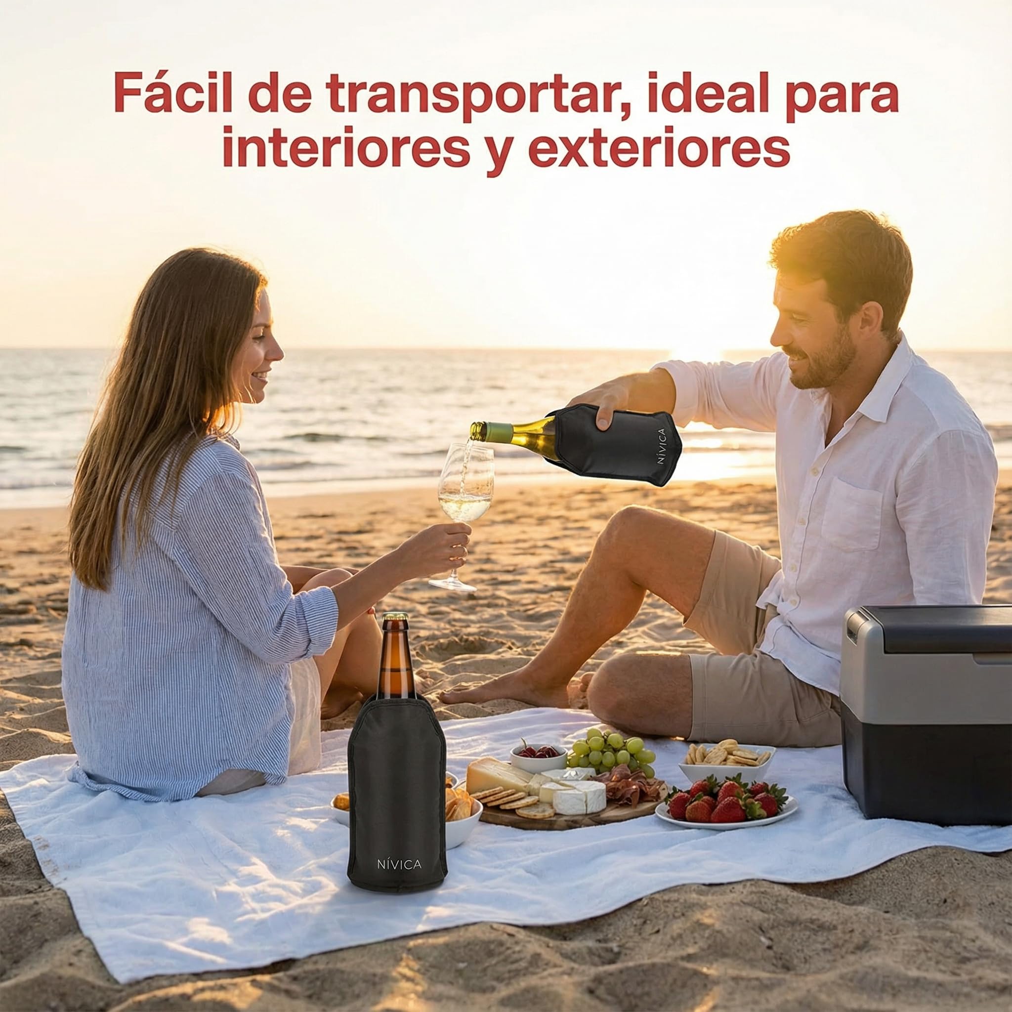 Funda Enfriadora Para Botellas, Enfriador de Botellas de Vino con Guía Digital, Nylon Impermeable y Banda Inferior Anticaída, Ajuste Universal, Con Gel Enfriador Duradero, Apta Cava y Cerveza, 23x16cm