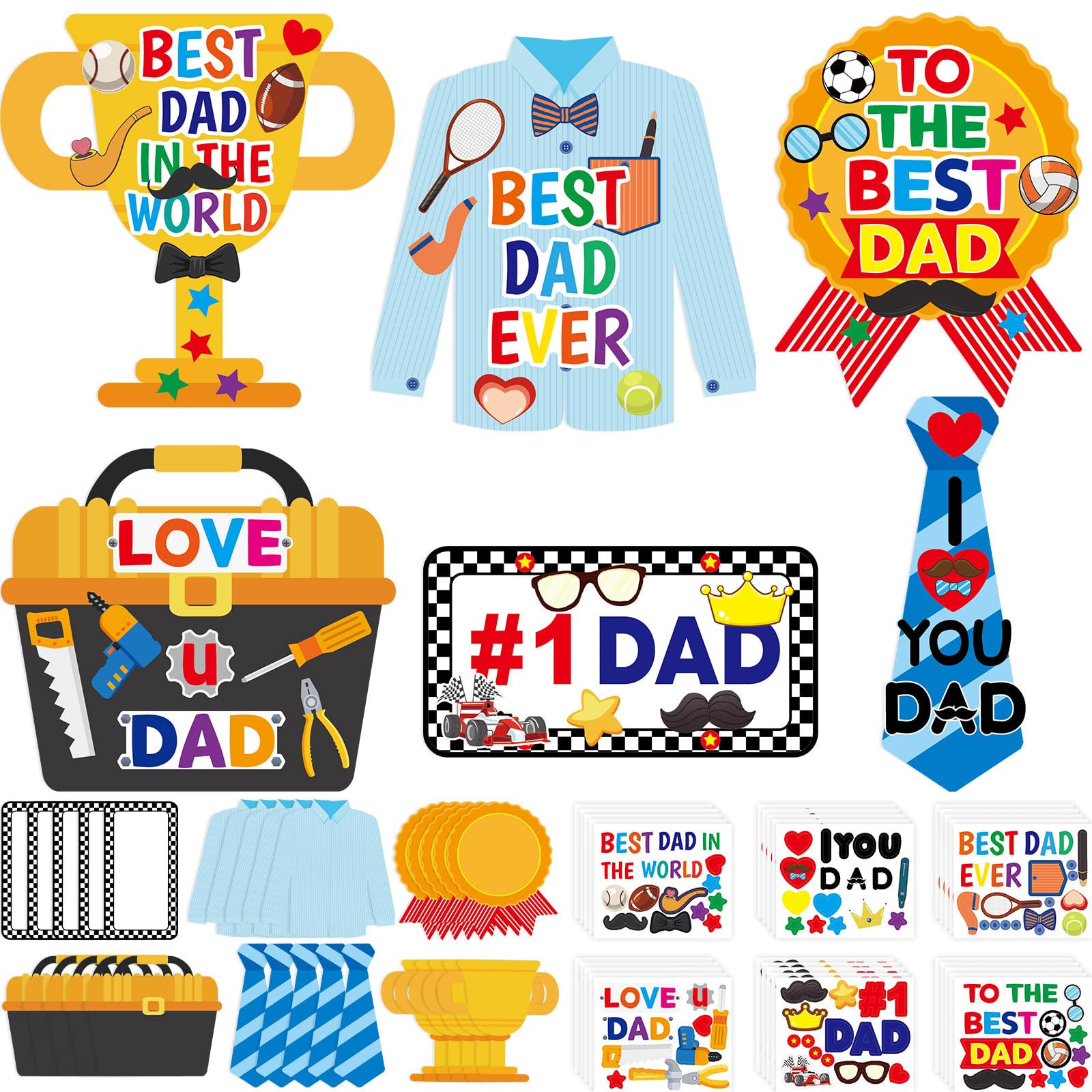 Father's Day Craft Kits for Kids Make Your Own Fathers Day Art Crafts for Party Favor Game Classroom Home Activities 30 Pack