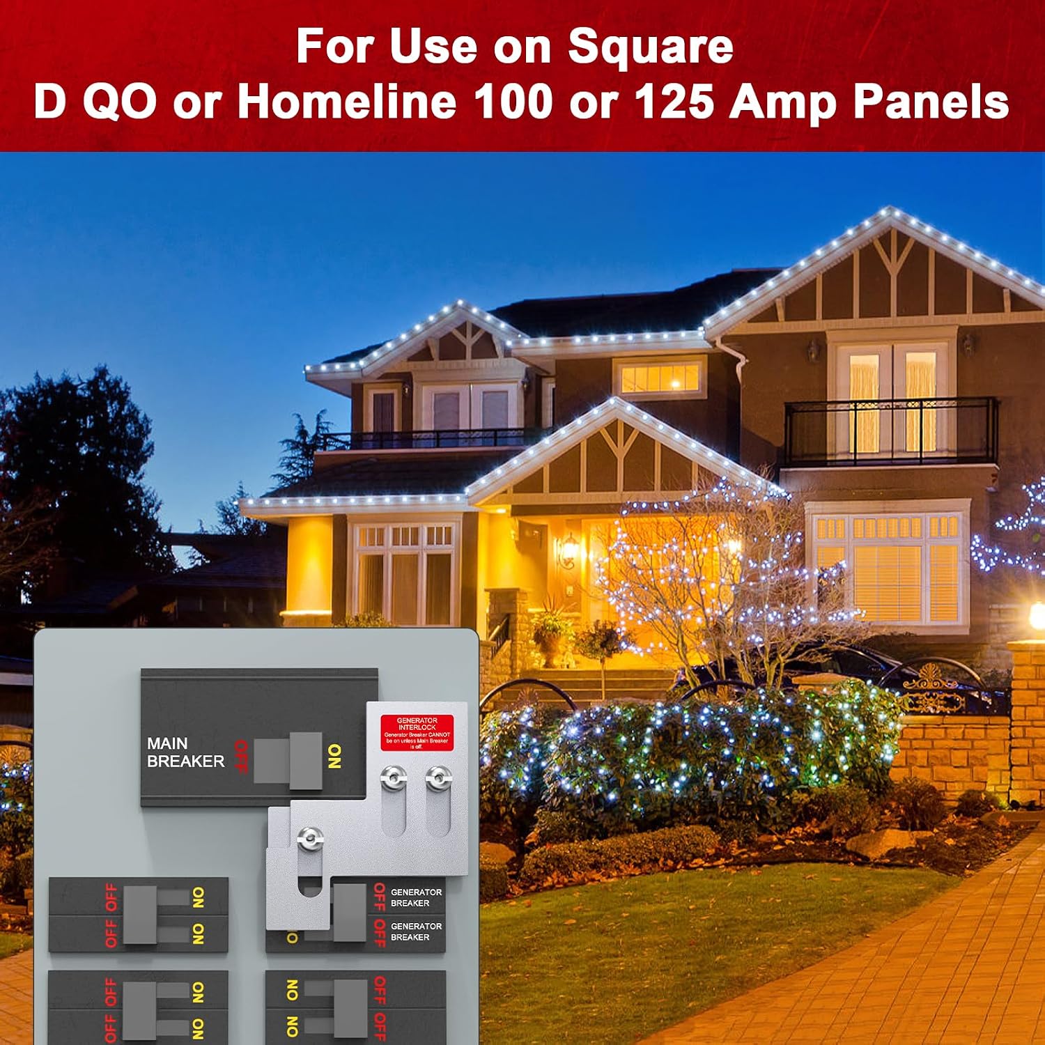 Generator Interlock Kit Compatible with Square D QO or Homeline 100 or 125 Amp Panels. 3/4 to 7/8 Inches Spacing Between Main and Generator Breaker, Professional and Interlock Kit