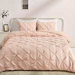 Amazon Basics Pinch Pleat Down-Alternative Comforter Bedding Set - Full / Queen, Black