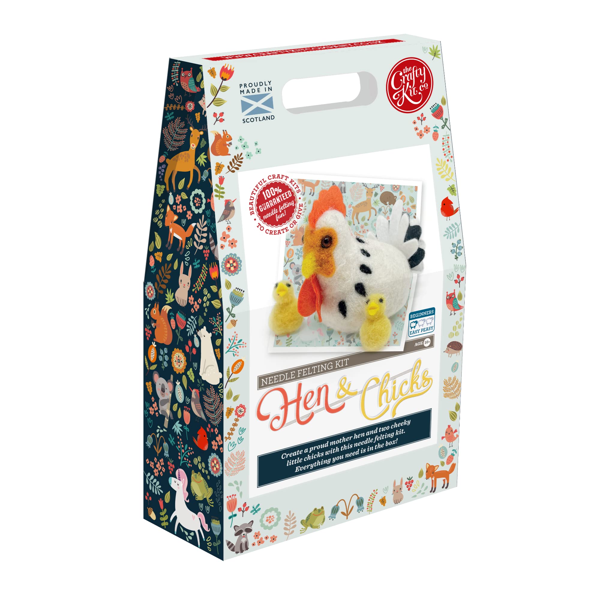 The Crafty Kit Company Hen & DIY Needle Felting Craft Kit for Beginners Kids and Adults - Made in The UK