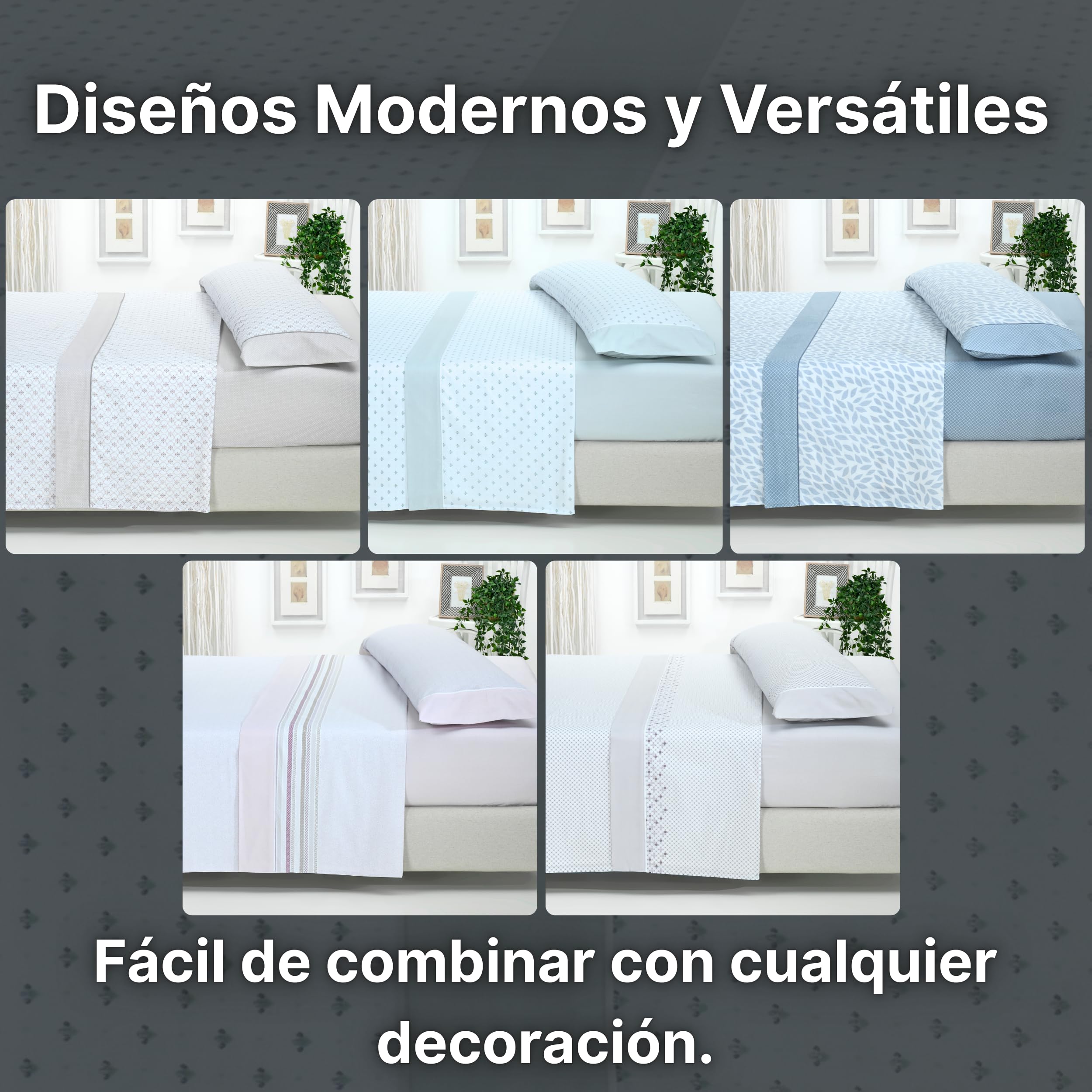 Sábanas 90x190 - Juego de Sábanas 3 Piezas - Algodón y Poliéster - Sábana Bajera Ajustable hasta 30 cm, Encimera y Funda Almohada - Ropa de Cama Estampada Suave y Transpirable (Lira Verde) — view 4