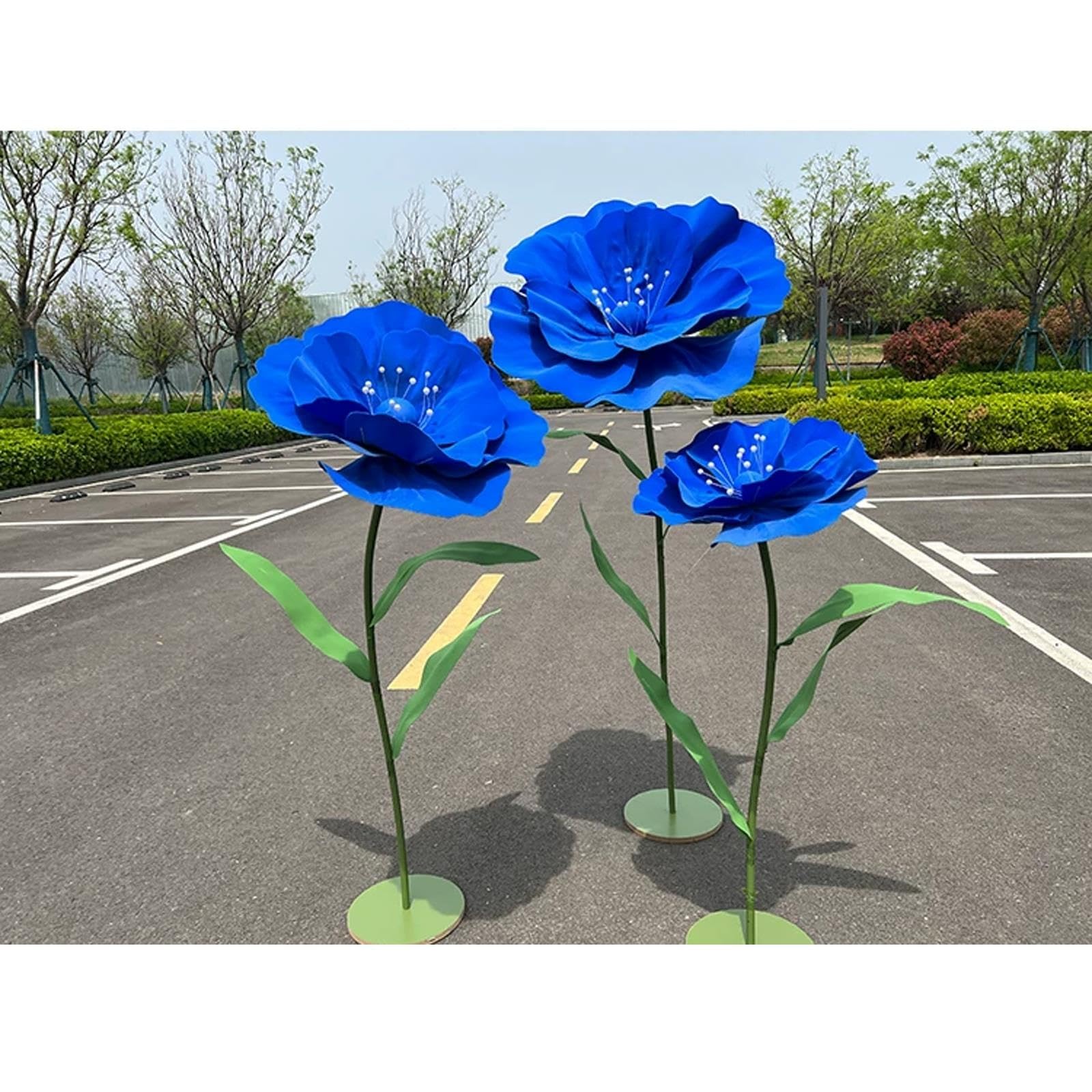 Große Künstliche Dekos Blumen aus Eva‑Schaum mit Stabiler Metallbasis | Realistische Stehende Kunstblumen for Hochzeitsdekorationen, Party, Garten‑ und Laden‑Schaufensterdekoration(Style 4)