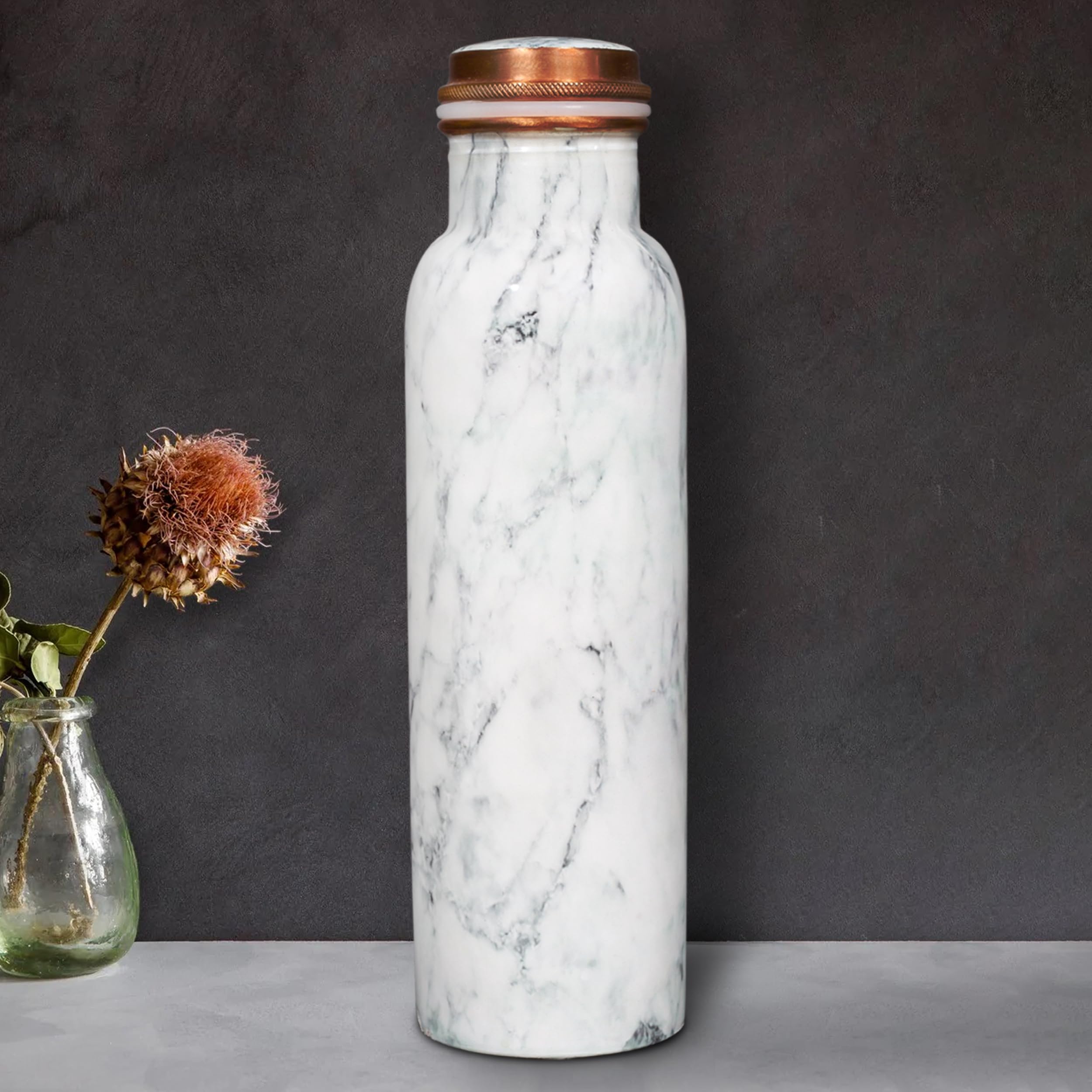 Allo Pure Copper Water Bottle 1 Litre Copper Bottle | Alkaline and Anti Oxidant | 100% Leak Proof, Office, Gym Bottle, Modern Tamba Bottle for Adults, Best Gift for Diwali (White Natural Marble) (B0DF4YK6JF) Amazon Price History, Amazon Price Tracker